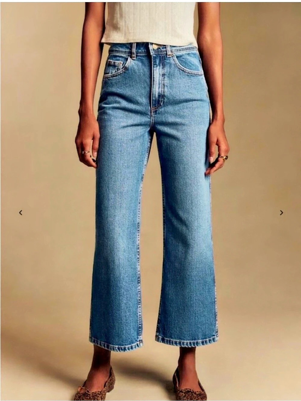 Sézane Jeans Denim Wide Leg Waist 36 US Size 4 Like New Organic Cotton